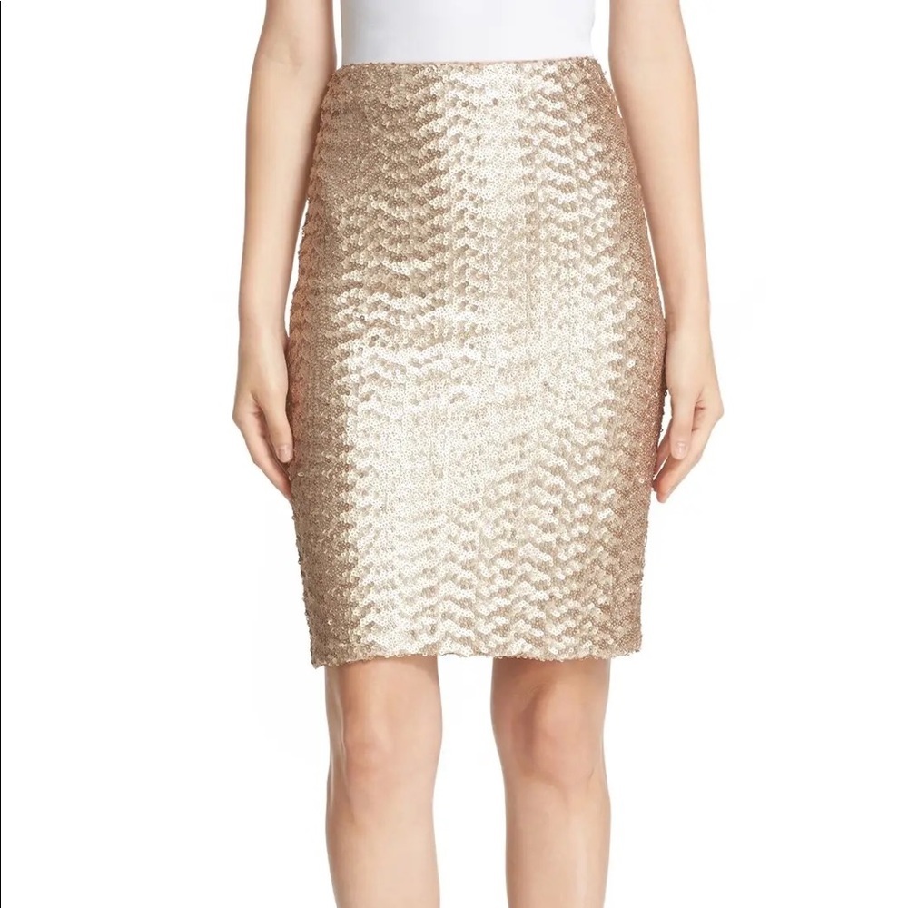 Alice + Olivia | Ramos Sequin Pencil Skirt in Nude Pink Size 4